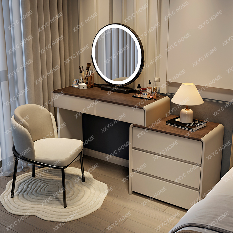 Beauty Makeup Vanity Set - Toaletka drewniana z lustrem, pełny zestaw,