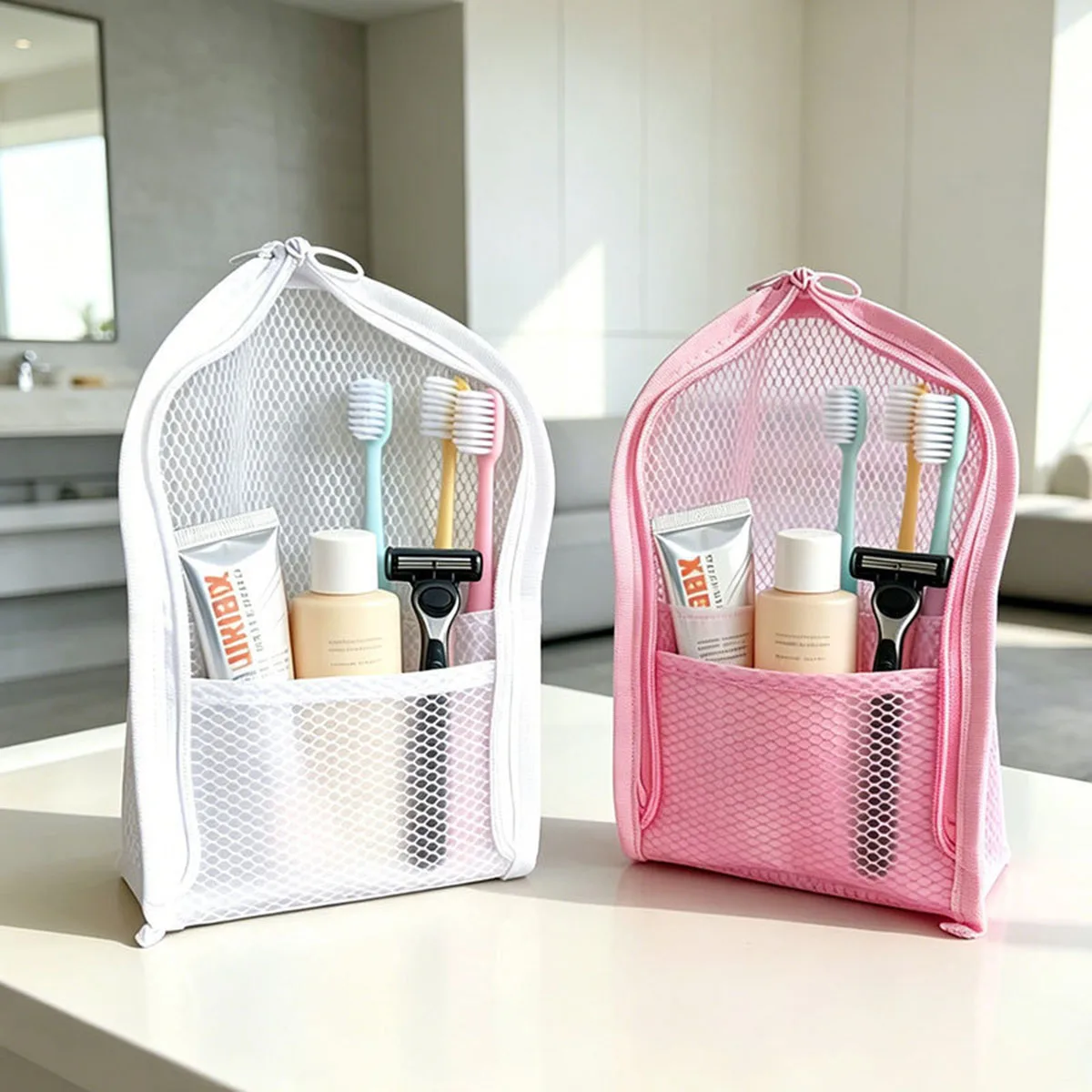 Beauty Makeup Case - Stojąca kosmetyczka z siatki na podróże