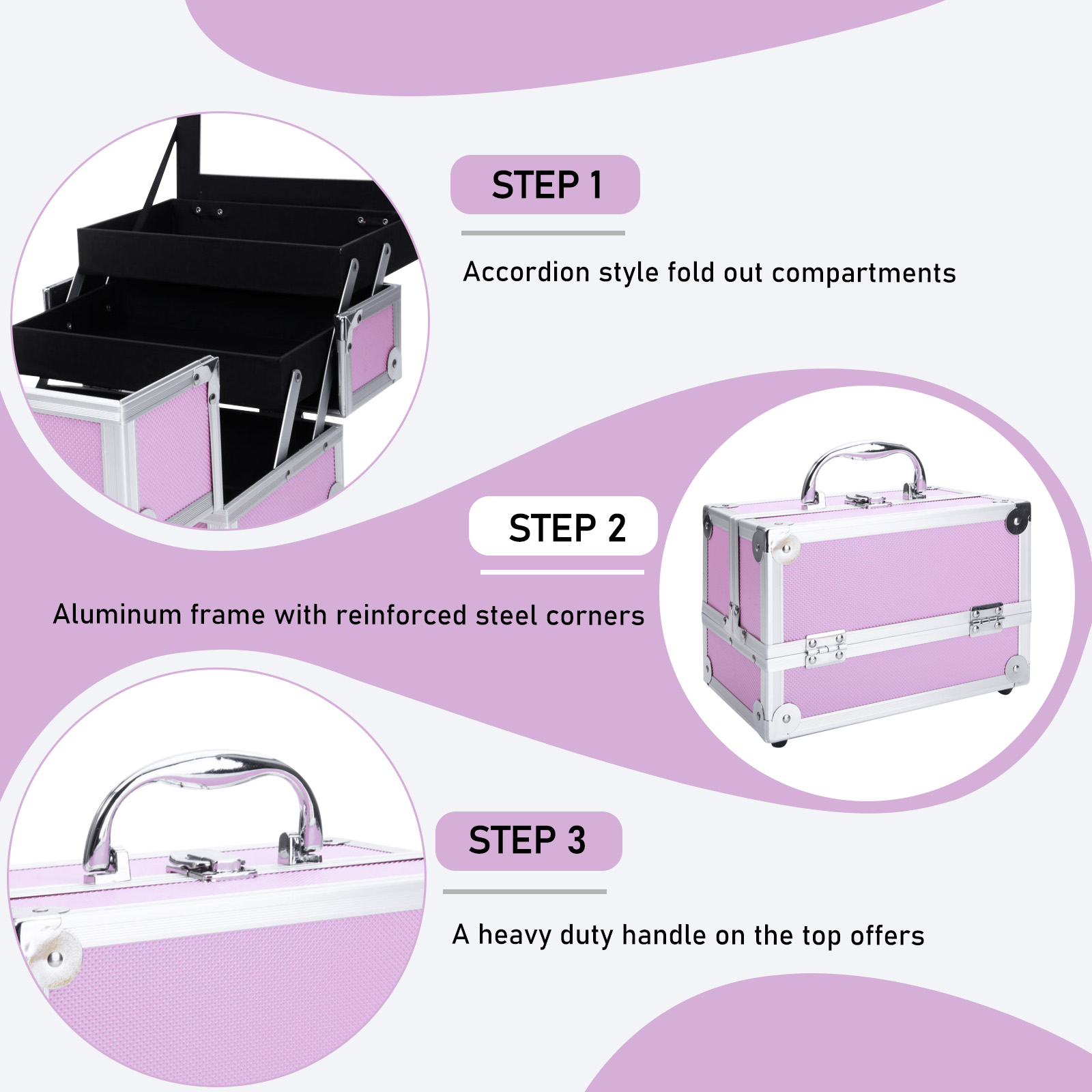 Różowy aluminiowy kuferek na k – Beauty Makeup Case recenzja i cena