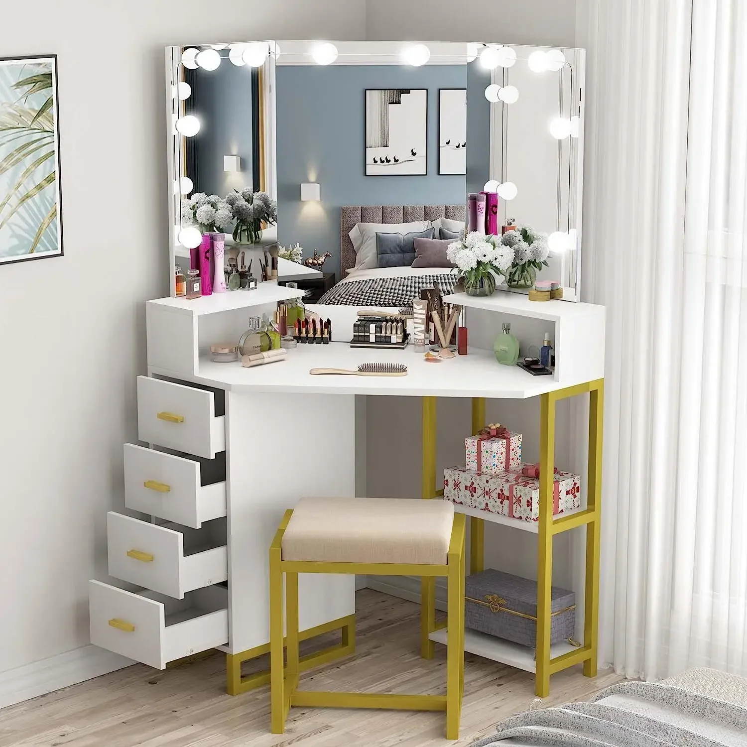 Toaletka z lustrem LED, biurko – Beauty Makeup Vanity Set recenzja i cena
